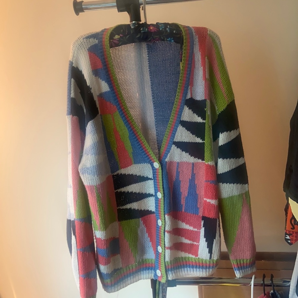 Hand crochet multi colored sweater